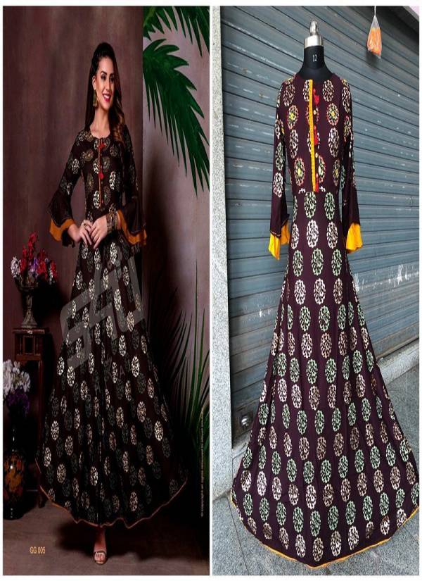 New Hit Design Launches Gorgeous Rayon Gold Print and Pearl Print Gown with Full Flair